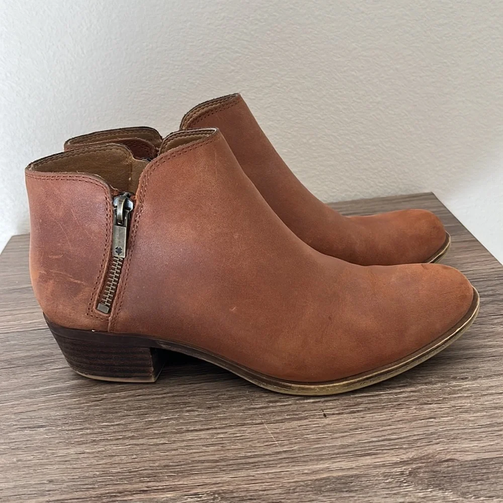 Lucky Brand Booties Brown Leather Burklee Size 8 - Picture 8 of 10